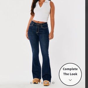 Curved highest rise flare American eagle denim pant size 8 extra short